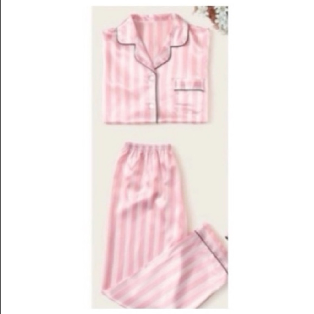 Pink & White Striped 2 piece pajama set - Picture 7 of 7
